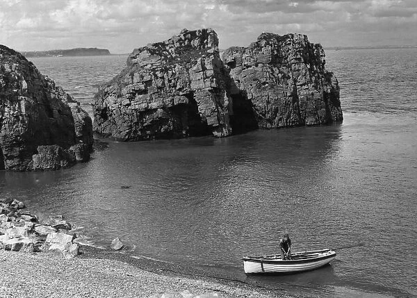 Castle Rock, Flat Holm Island (Ynys Echni) in the Bristol Channel 14th March 1963