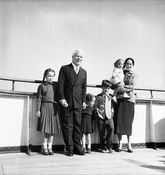 Charlie Chaplin with family: Wife Oona, son Michael John Chaplin 6 1  /  2