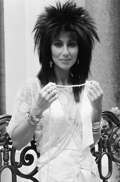 Cher, American singer and actress, in London for the premiere of her new film, Mask