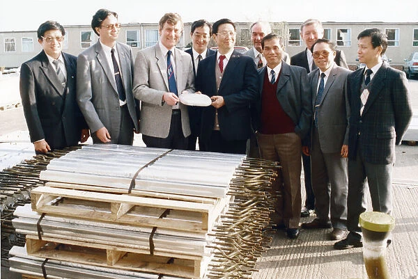 A Chinese delegation headed by Hua Jin Chen (fifth left