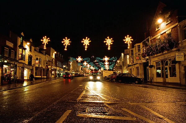 Christmas lights Stratford in Birmingham. 20th December 1993