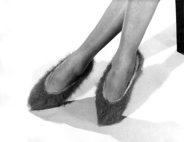 Clothing Fashion 1961. Furry Slippers, February 1961 P021509