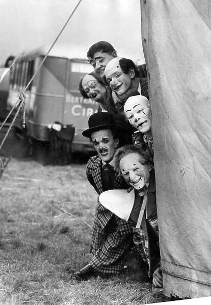 Clowns at the Bertram Mills circus whilst visiting Manchester 23rd September 1952