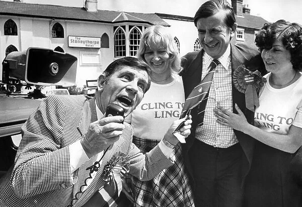 Comedian Norman Wisdom repays a favour by canvassing for Midlands Central Tory candidate