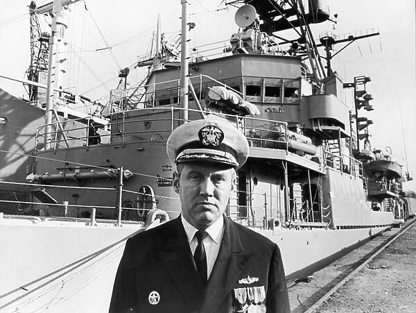 Commander Lloyd H Adams captain of the USS Barry a Sherman Class Destroyer which is
