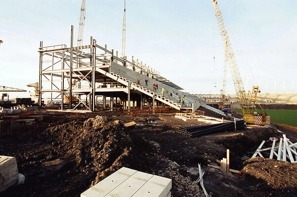 Construction of Sunderland A. F. Cs new stadium. 14th January 1997