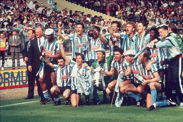 Coventry Citys players celebrate their 3-2 win against Tottenham Hotspur in the FA