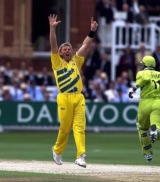 Cricket World Cup Final 1999 Pakistan v Australia Lords Shane Warne celebrates taking