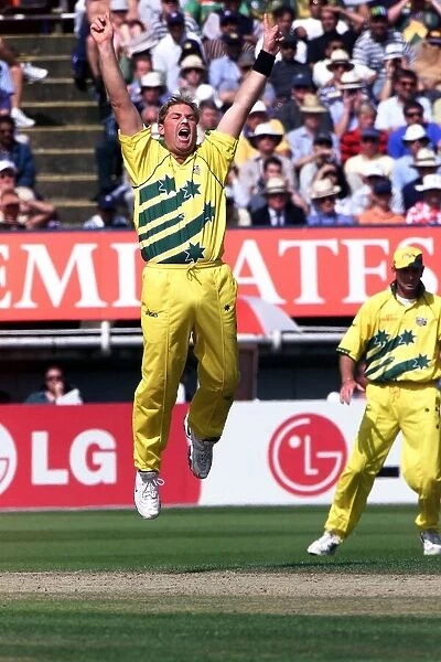 Cricket World Cup June 1999 Shane Warne Australia Celebrates Taking The Wicket Of