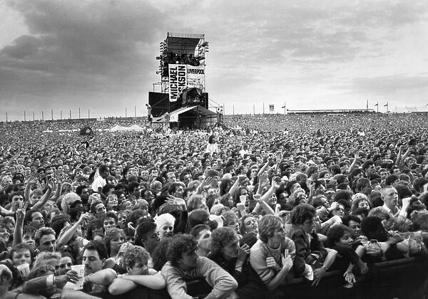 Crowds gather at the Michael Jackson concert at Aintree 11th September 1988