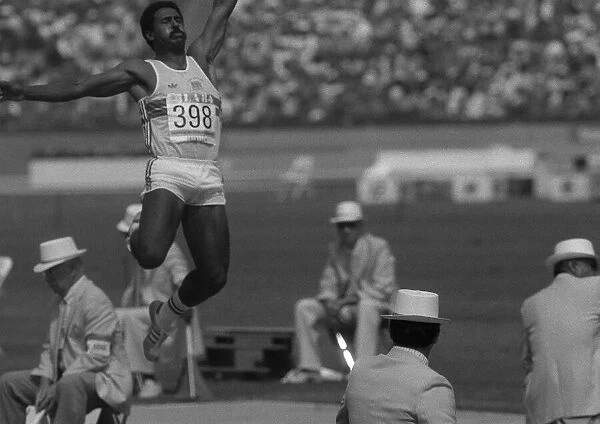 Daley Thompson during the Long Jump Event - 1984 Olympics, LA