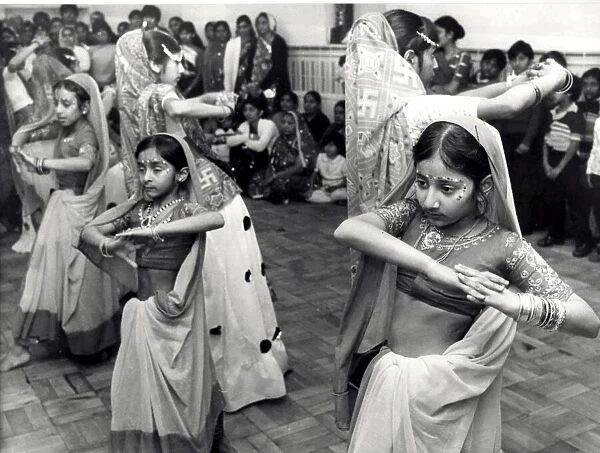 Dancers perform the Garba Dance at the Hindu Temple, Merches Place, Grangetown
