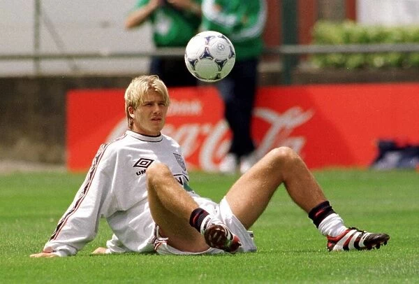 David Beckham during England training session June 1998 as they prepare for