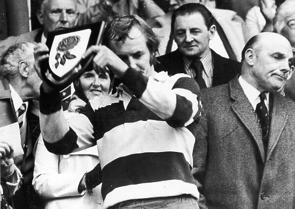 David Duckham seen displaying the plaque after Coventry defeated Bristol in the Club