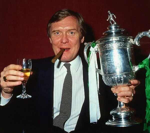 Davie Hay celebrates after winning the Scottish Cup, his first trophy as Celtic Manager &