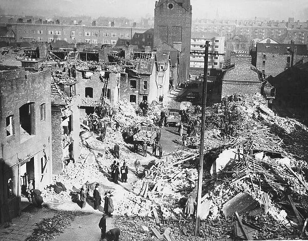 Destruction of Lace Street Liverpool after an air raid. WW2 - 1941