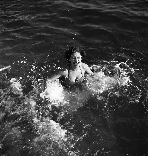 Diana Herman seen here bathing in the sea at Plymouth. March 1952 C1598