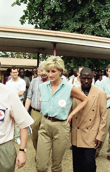 Diana, Princess of Wales during her four day visit to Angola