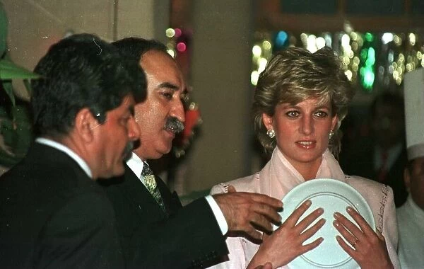 Diana, Princess of Wales at a restaurant for dinner with Jemima Khan and her husband