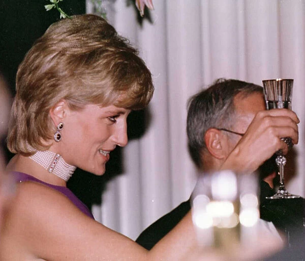 Diana, Princess of Wales, takes the toast at a charity gala dinner held in her honour at
