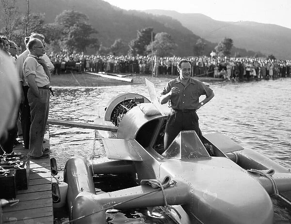 Donald Campbell in his Bluebird Jet Hydroplane 1955
