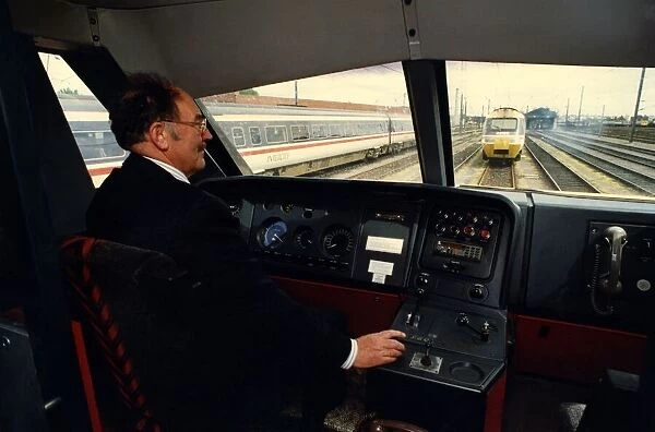 The driver of the Intercity 225 electric train inside his cab on 10th June 1991