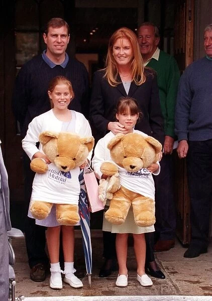 Duchess of York and daughters Beatrice and Eugenie with their father Prince Andrew