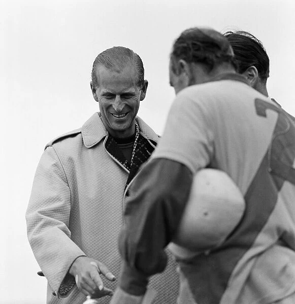 The Duke of Edinburgh at Windsor polo ground, where he is playing polo. 3rd May 1959