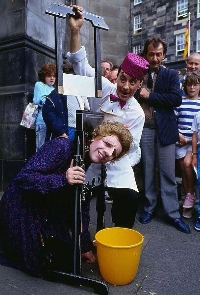 Edinburgh Festival August 1988 Gerry Connolly as Margaret Thatcher being beheaded