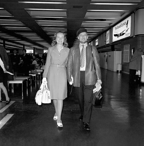 Edward Woodward actor with his wife (first wife), actress Venetia Barrett at London