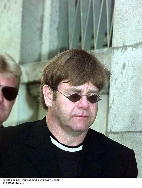 Elton john arrives at Gianni Versace memorial 22  /  07  /  97. The service was held in Italy