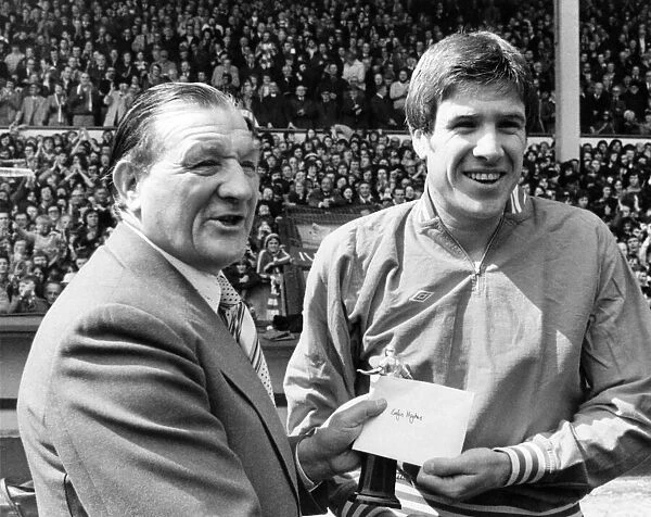 Emlyn Hughes and Bob Paisley before the start of todays game. 17th May 1977
