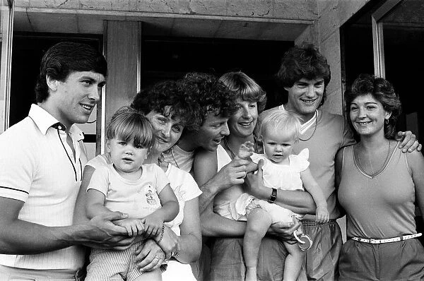 England footballers relaxing with their wives and children at the team hotel during