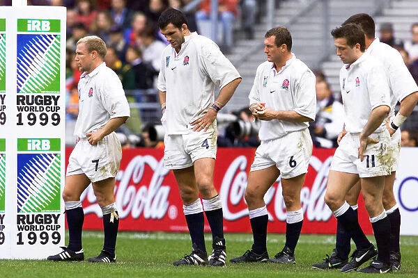 England Rugby Union Players look dejected Oct 1999 after losing to South Africa in