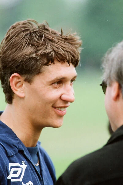 England striker Gary Lineker during a training session in preparation for the upcoming