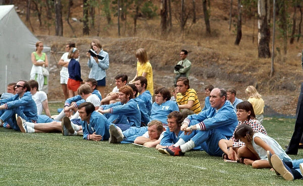 England team training led by manager Sir Alf Ramsey during the World Cup tournamrnt in