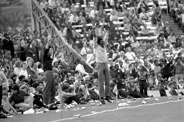 England vs. West Indies. West Indian fans cheer their team. July 1973 73-6240-037