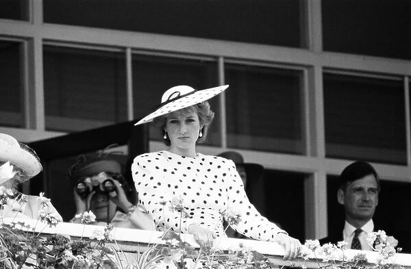 Epsom Derby 4th June 1986. Princess Diana at Balcony of Royal Enclosure