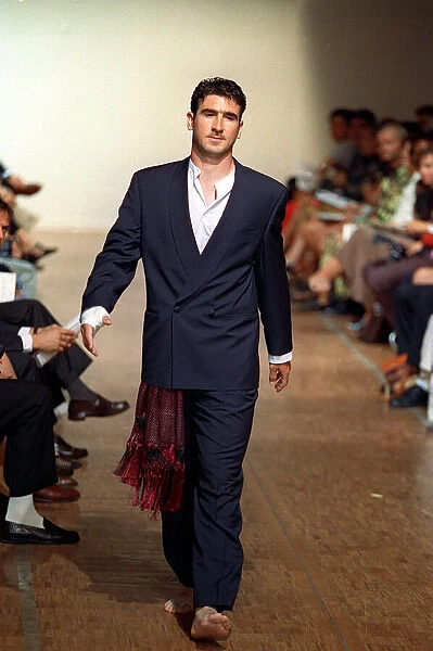 Eric Cantona models Paco Rabanne fashion on catwalk 1993