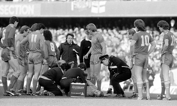 FA Cup Fourth Round. Chelsea 1 v. Liverpool 2. Kerry Dixon of Chelsea on the ground
