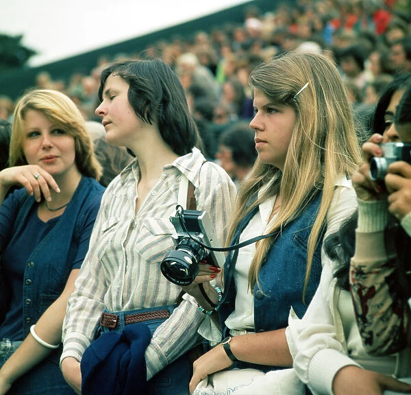 Female fans watching Bjorn Borg at Wimbledon 1975. Local Caption watscan