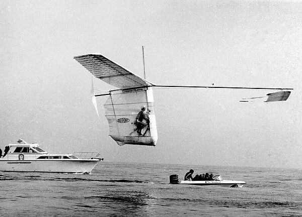 First man powered flight across the Channel. The Gossimer Albatross pedalled by Bryan