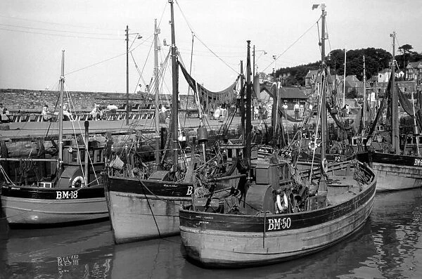 Fishing fleet at Brixham, Devon laying idle in harbour during the fishermens strike