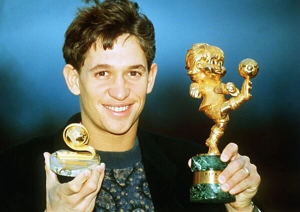 Gary Lineker with his special award and Englands fairplay Award 1991