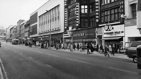 General scene of Lord Street Liverpool, Merseyside. 10th July 1980