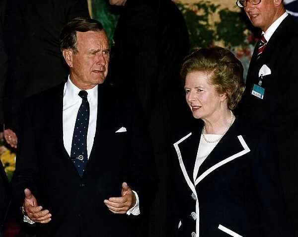 George Bush the US President with British Prime Minister Margaret Thatcher at a Nato