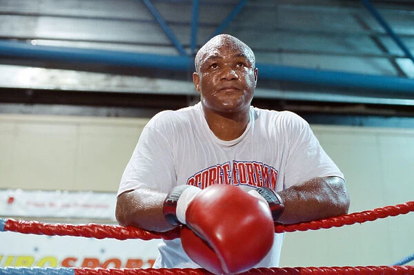 George Foreman pictured during training ahead of his fight with Terry Anderson