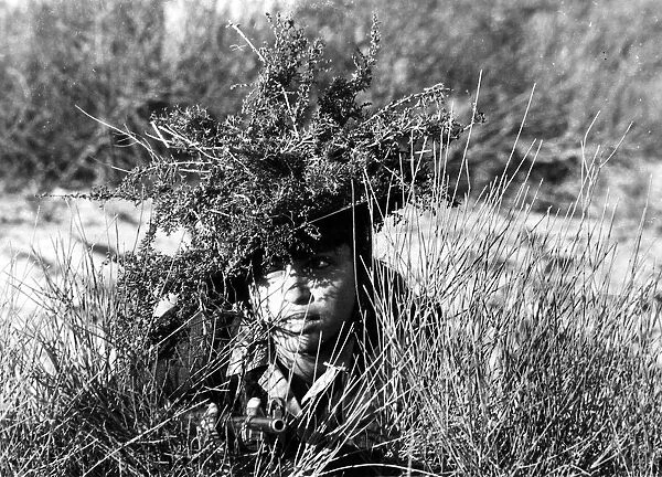A girl of the Israeli Army in camouflage during basic training