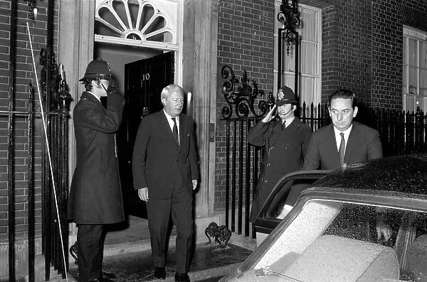 A glum looking Premier Mr. Ted Heath pictured leaving number 10 Downing Street last night