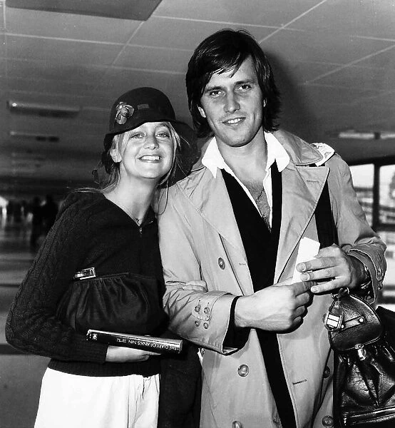 Goldie Hawn, American actress and boyfriend Bruno Wintzell, at London Heathrow Airport
